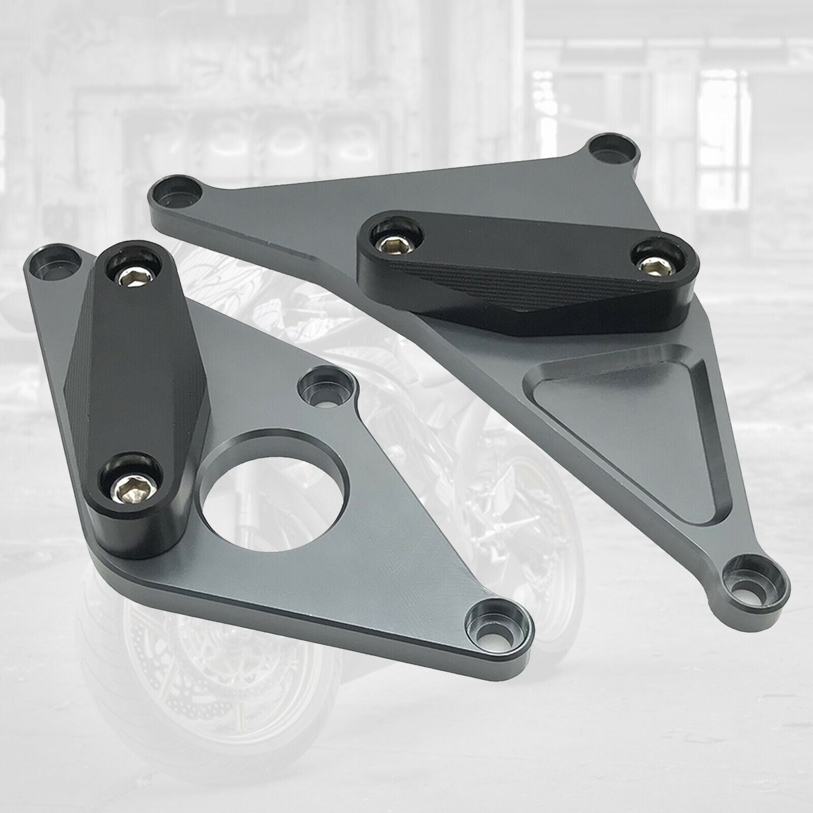 Set 2 Motorcycle Engine Cover Guard Protector Fits for SUZUKI 2016 2018 Gray