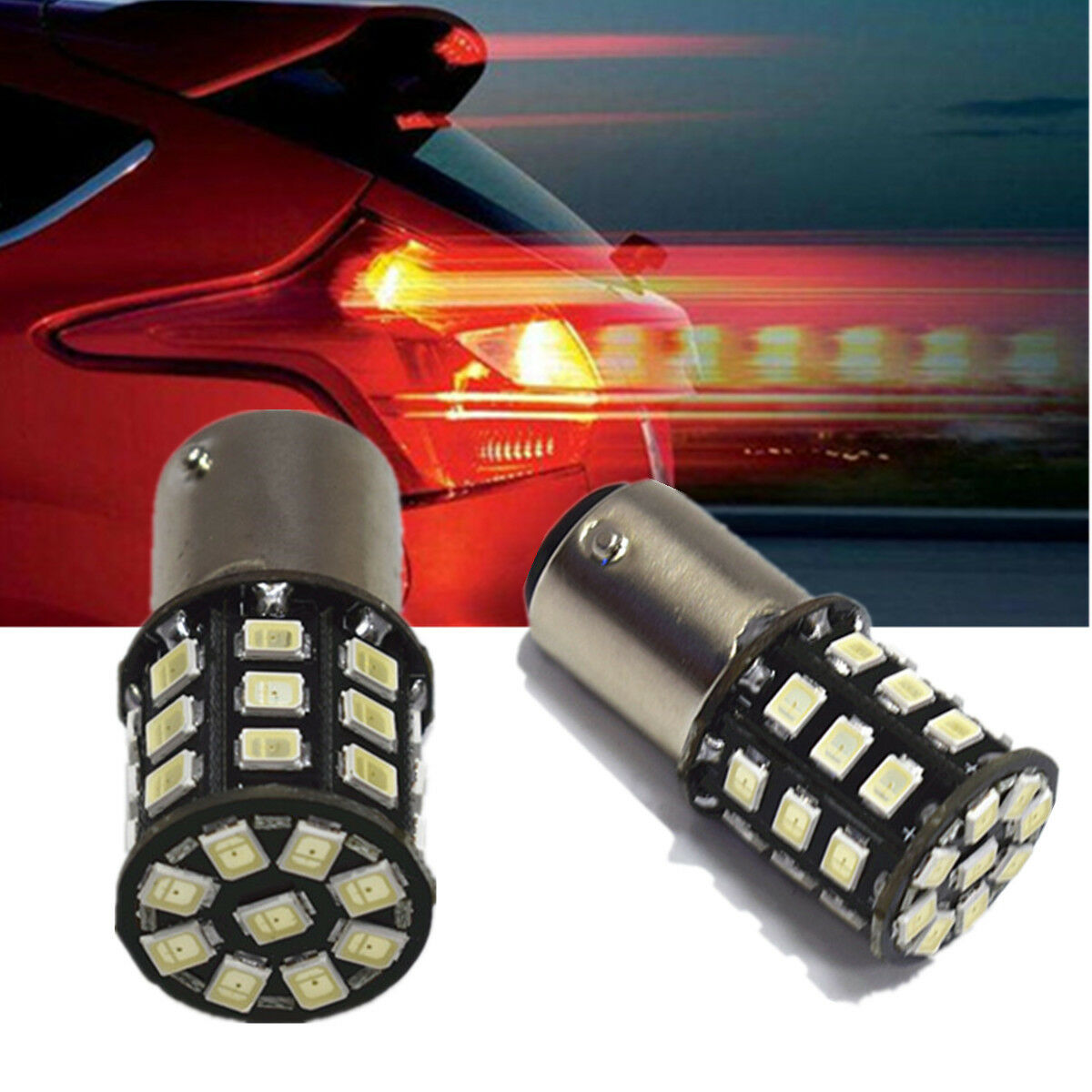 1 Pair BA15S P21W Pure 1156 Red LED Strobe No Delay for Tail Brake Stop Lights