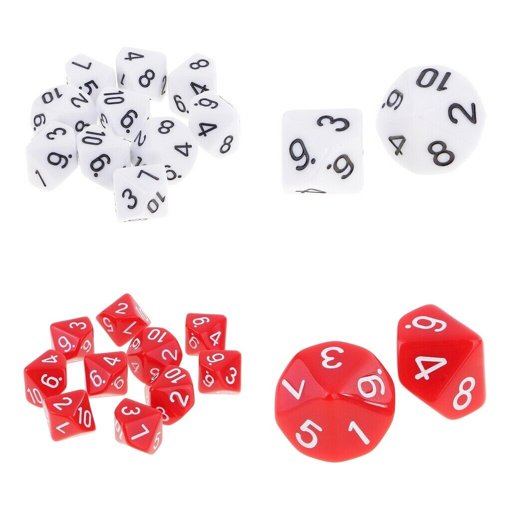 20X Polyhedral D10 Dice Pack for  Party Board Game Accs