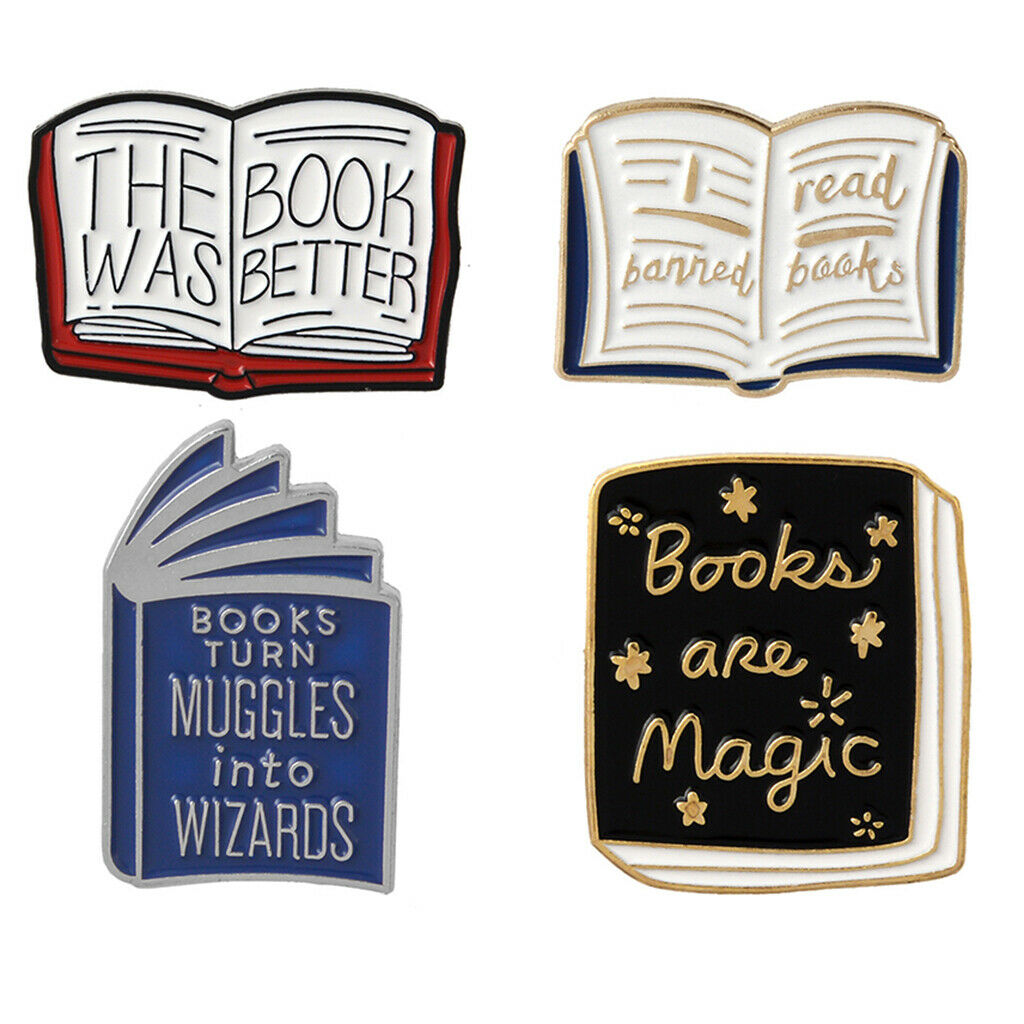 Set of 4pcs Women Kids Cartoon Enamel Book Brooch Collar Pin Badge Corsage