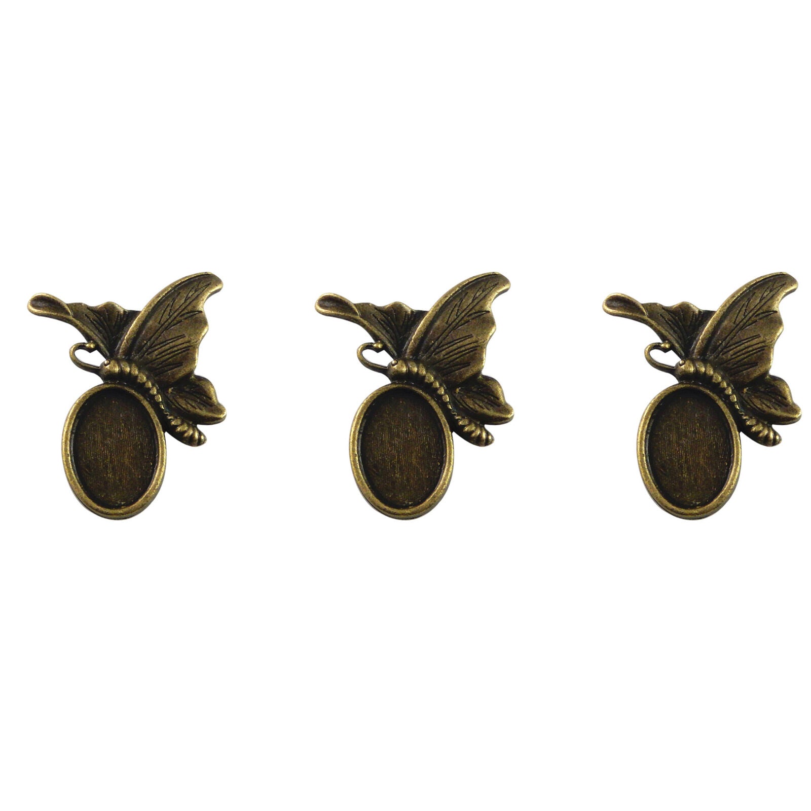Antiqued Bronze Alloy Cameo Base Pendants Trays 14x10mm Butterfly Charms 10pcs