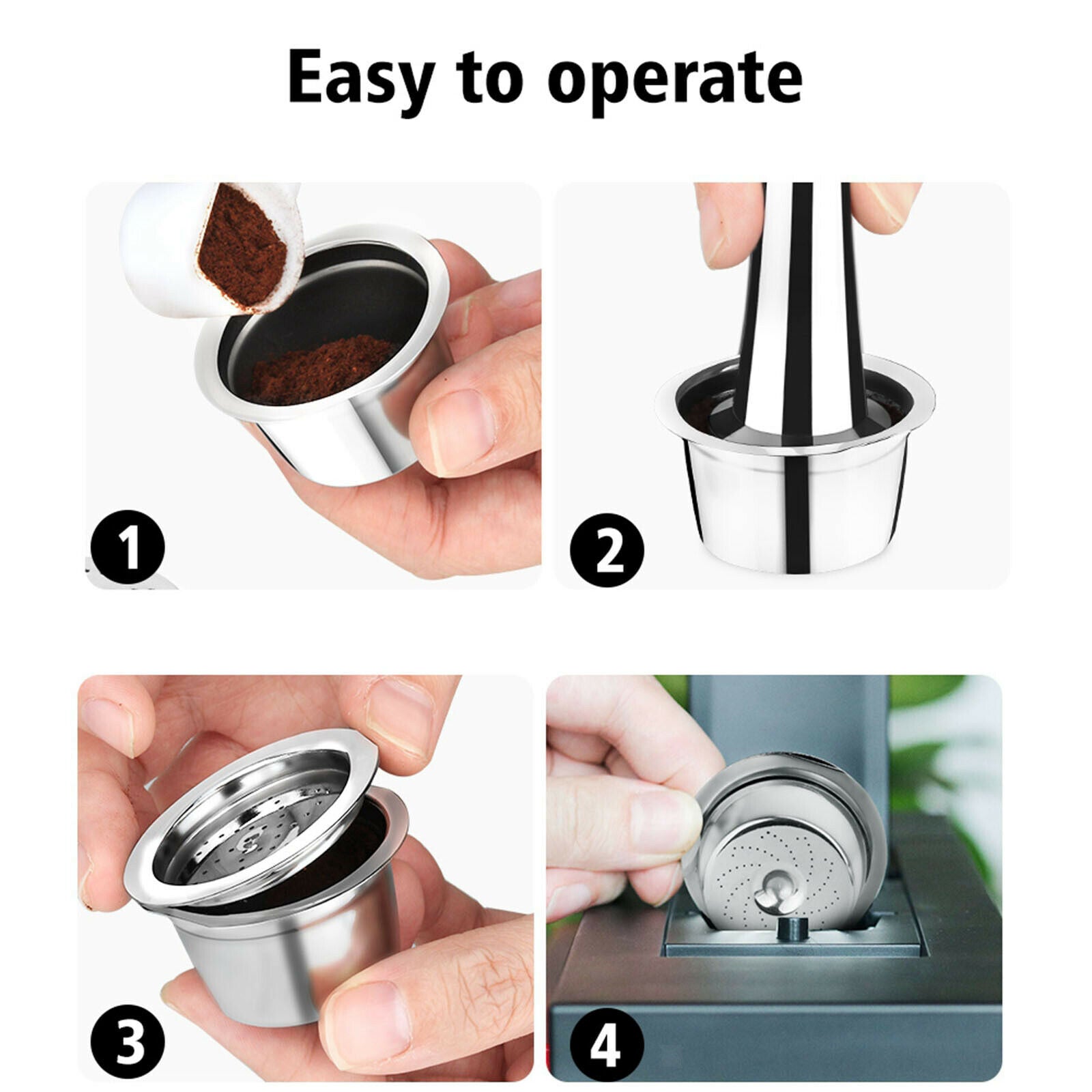Espresso Reusable Coffee Capsule Pod Cup Filters Fits ALDI Expressi 3Pcs Set