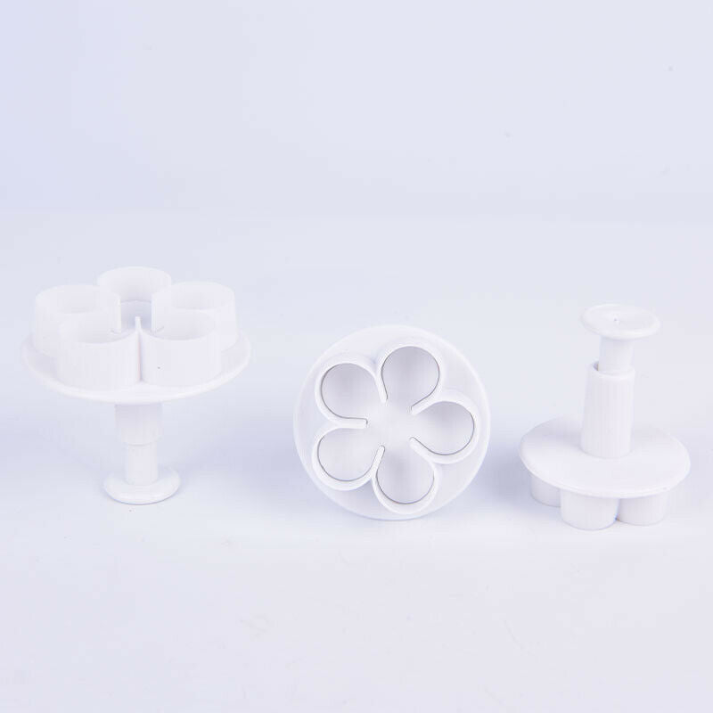 3Pcs Flower Plunger Cookie Cutter DIY Blossom Flower Cake Fondant Cake MoldFCA