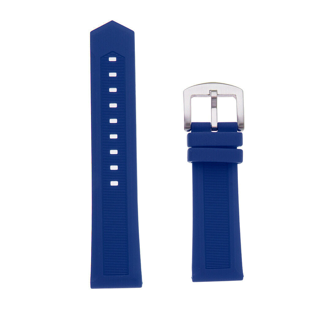 Mens Silicone Rubber Watch Strap Band Stainless Steel Buckle 21mm