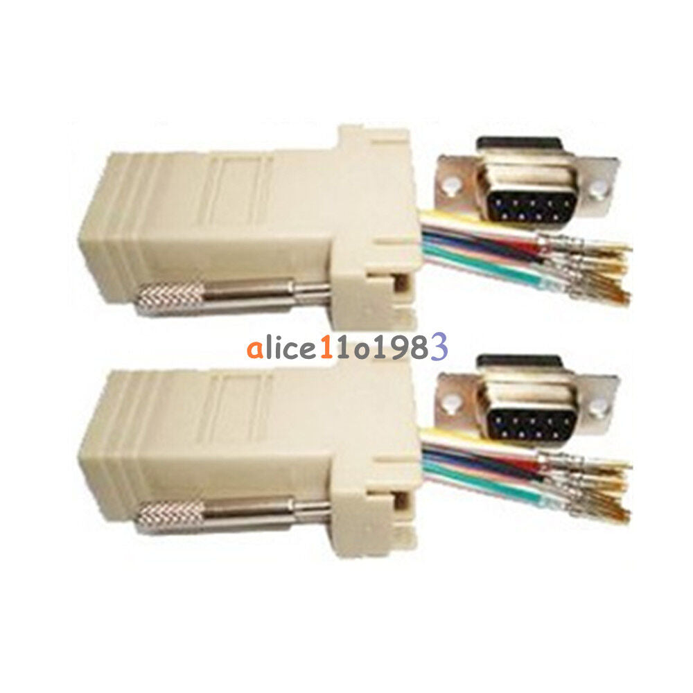 Extender Male DB9 to RJ45 Female RS232 Female M/F Adapter Connecter Convertor