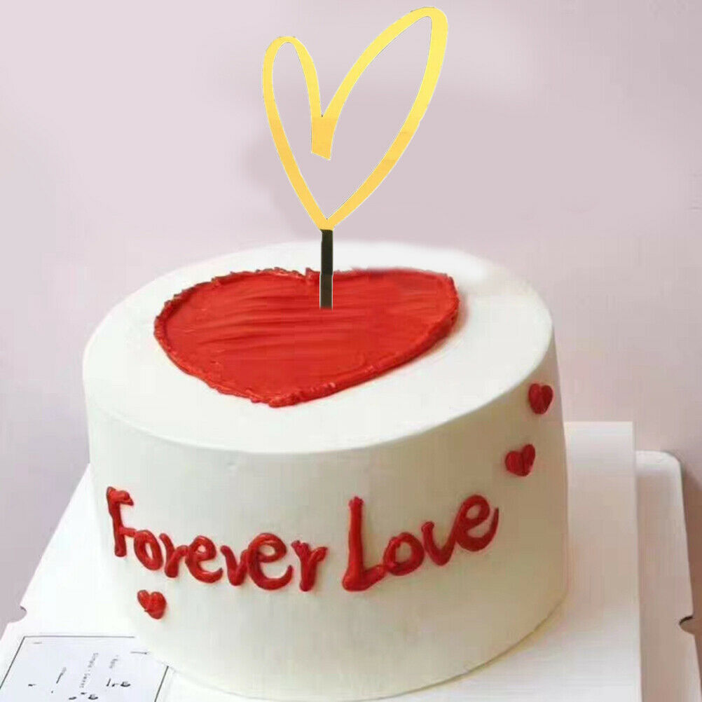 1pc Heart Pattern Happy Birthday Acrylic Cake Topper Wedding Cupcake Topp.l8