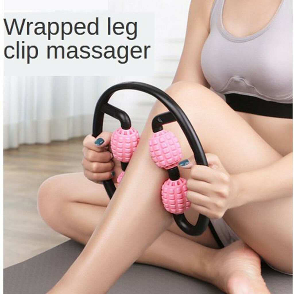 2x 4-Wheels Massage Rolling Stick Leg Calf Back Muscle Roller Massager Tool