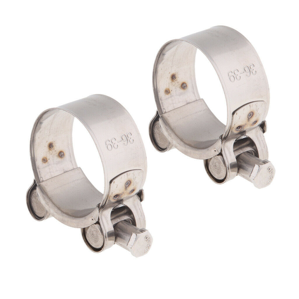 2pcs 36-39 Mm Steel Muffler Silencer Clamps Motorcycle Exhaust Clips O-Clamp