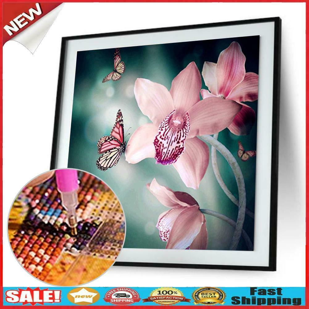 5D Diamond Painting Orchid Flower Embroidery Cross Stitch Craft Home Decor @