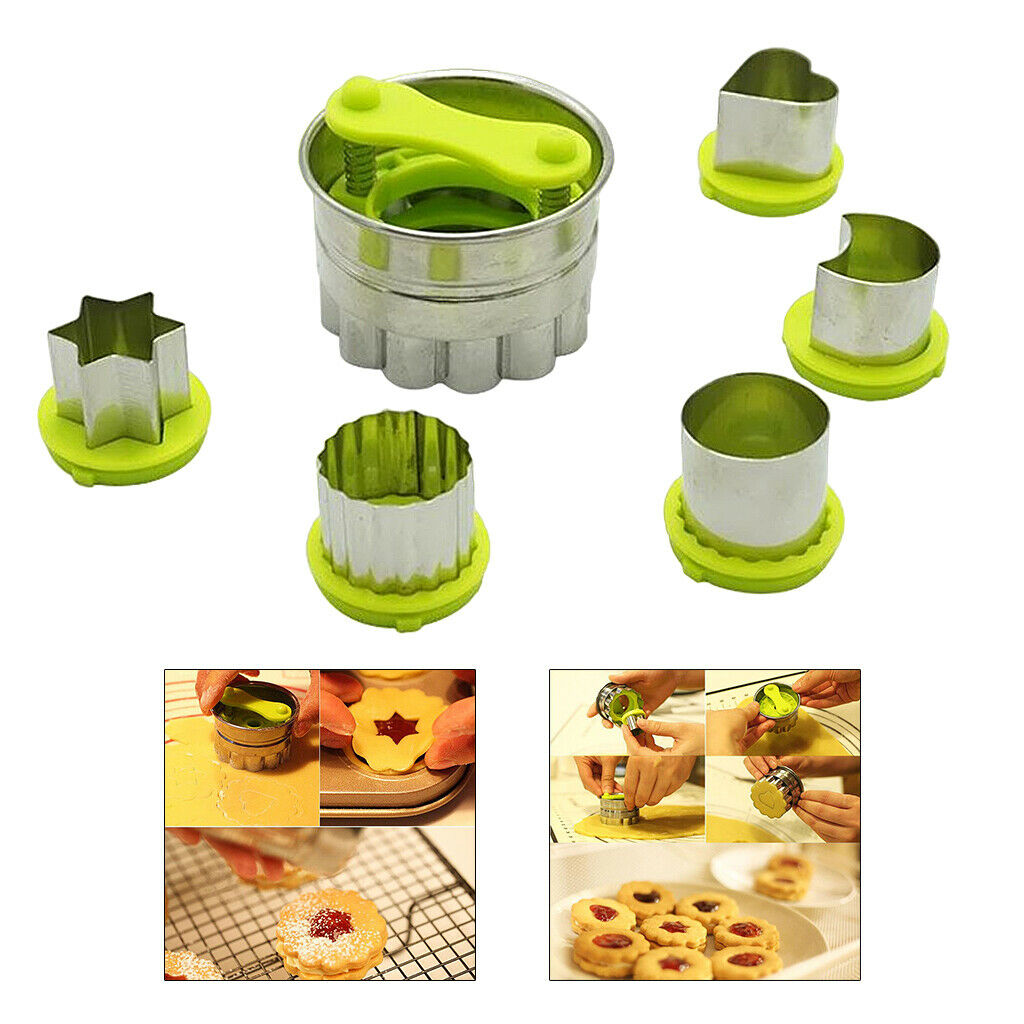 6pcs/Set Cookie Cutters Baking Set Round Heart Star Moon Stainless Steel