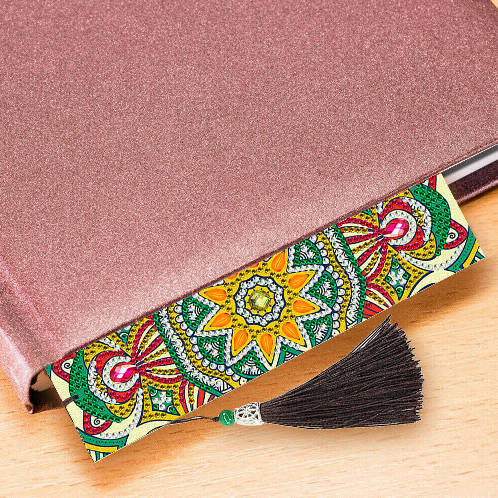 2pcs Diamond Painting Leather Tassel Mandala Bookmarks DIY â€‹Special Shaped @