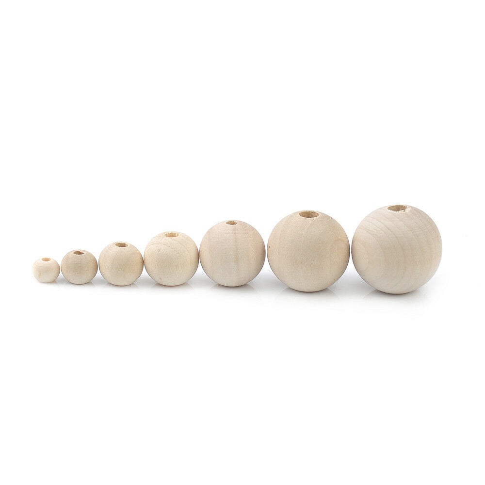 50pcs Unpainted Natural Unfinished Wood Beads Round Spacer Wooden Bead 14mm