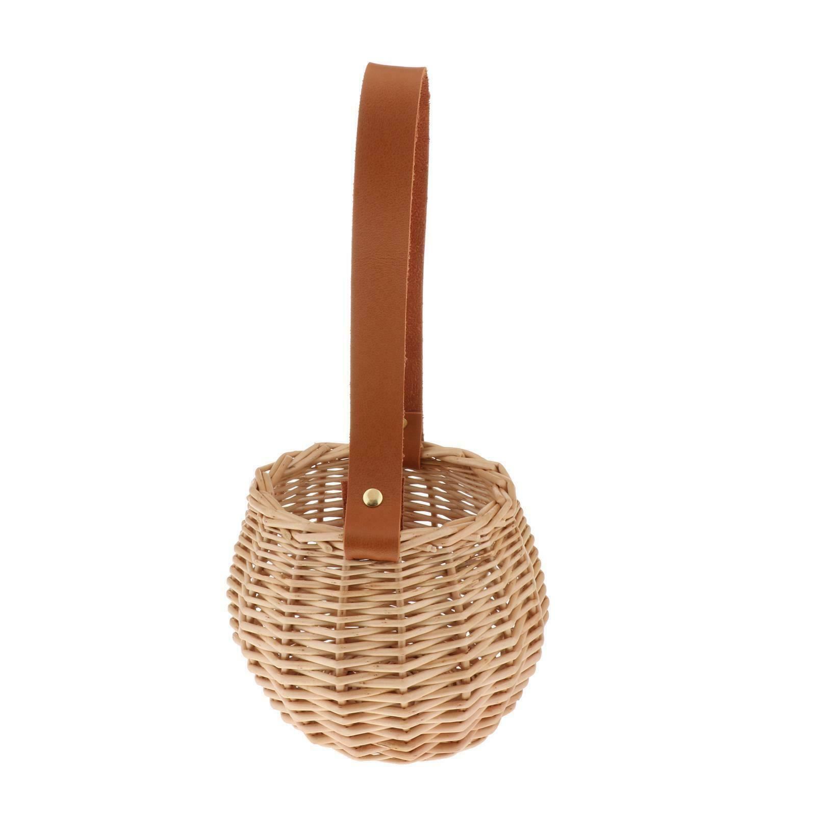 Wicker Woven Storage Basket with Handles Picnic Garden Flower Vase Container