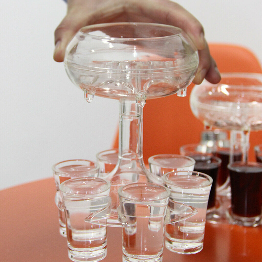 6 Shot Glass Dispenser Holder Drinking Liquor Set Shot Glass