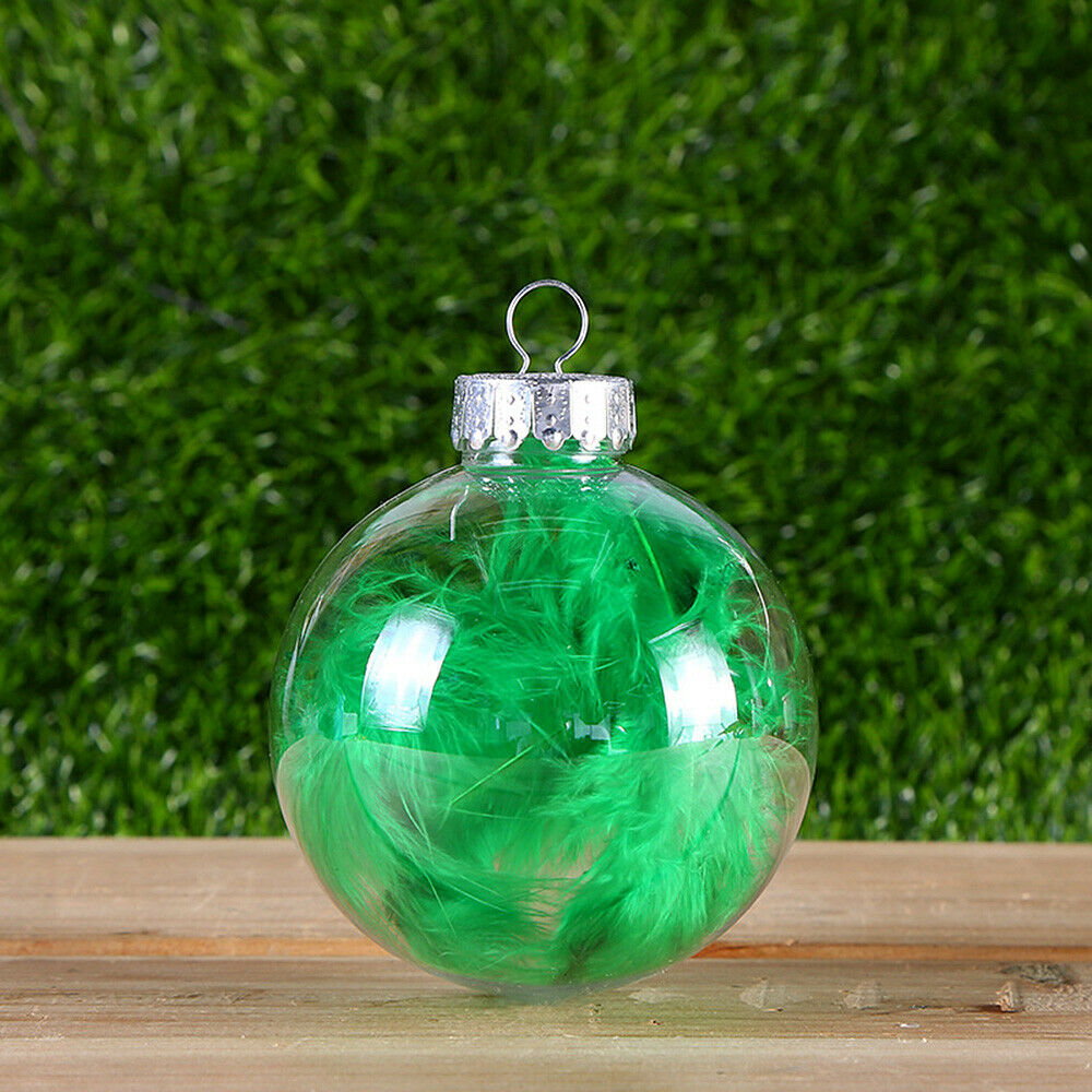 5x Christmas Clear Feather Ball DIY Xmas Party Hanging Pendant Decor Mixed Color
