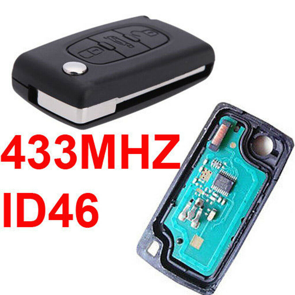 3-Button Remote Flip Key Fob 433MHz ID46 Chip for PEUGEOT 207 307 308
