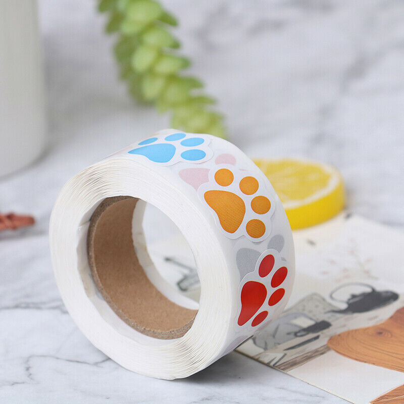 500pcs Dog Cat Bear Paw Labels Stickers of 6 Colors Sealing Label Decorat.l8