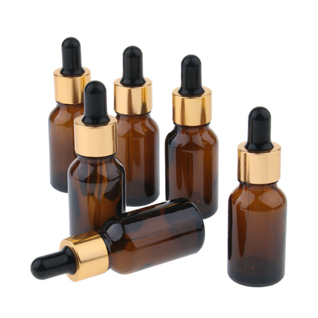 6x Empty Dropper Bottles Refillable Essential Oil Cosmetic Jar Canning 15ml