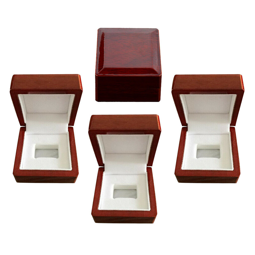 4Pcs Sports Fan Athlete Championship Rings Trophy Collection Display Wooden Box