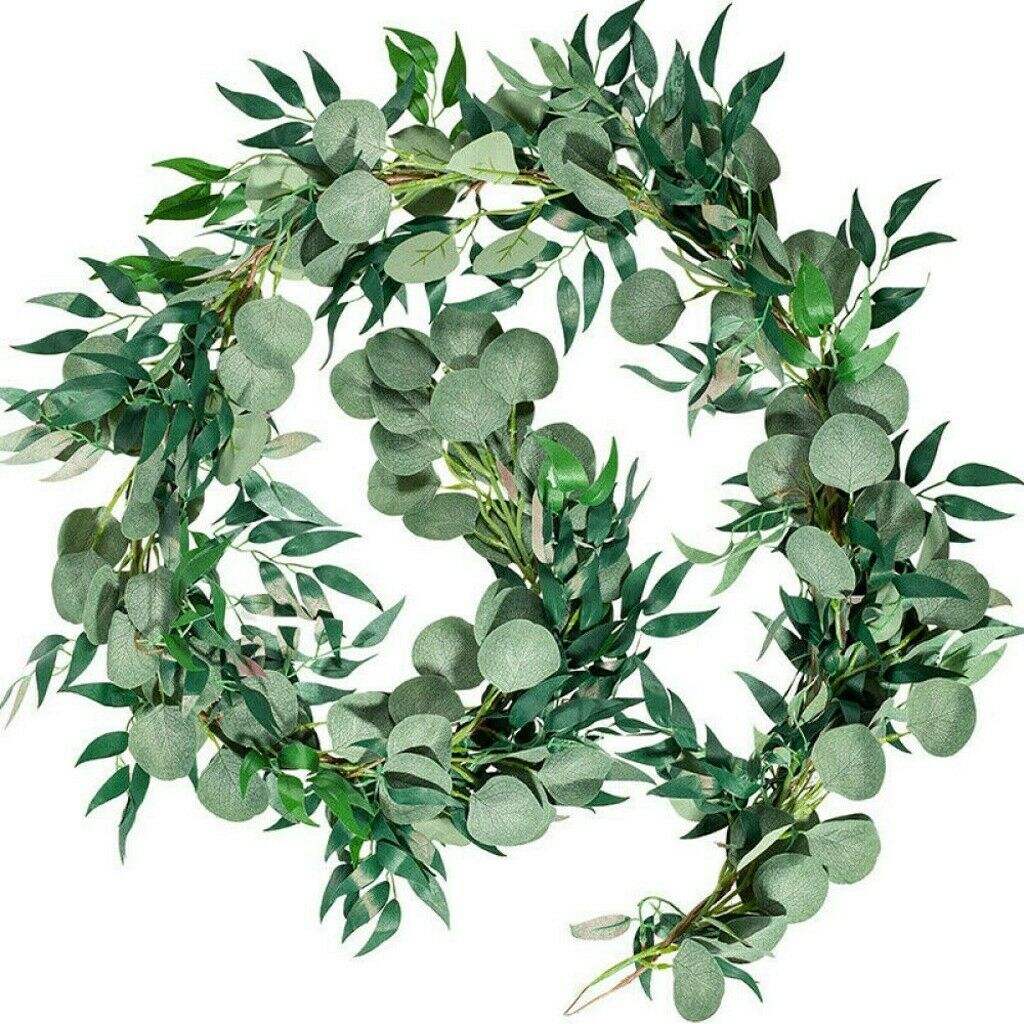2M Greenery Eucalyptus Leaves Silk Artificial Vine Garland Wedding Xmas Decor