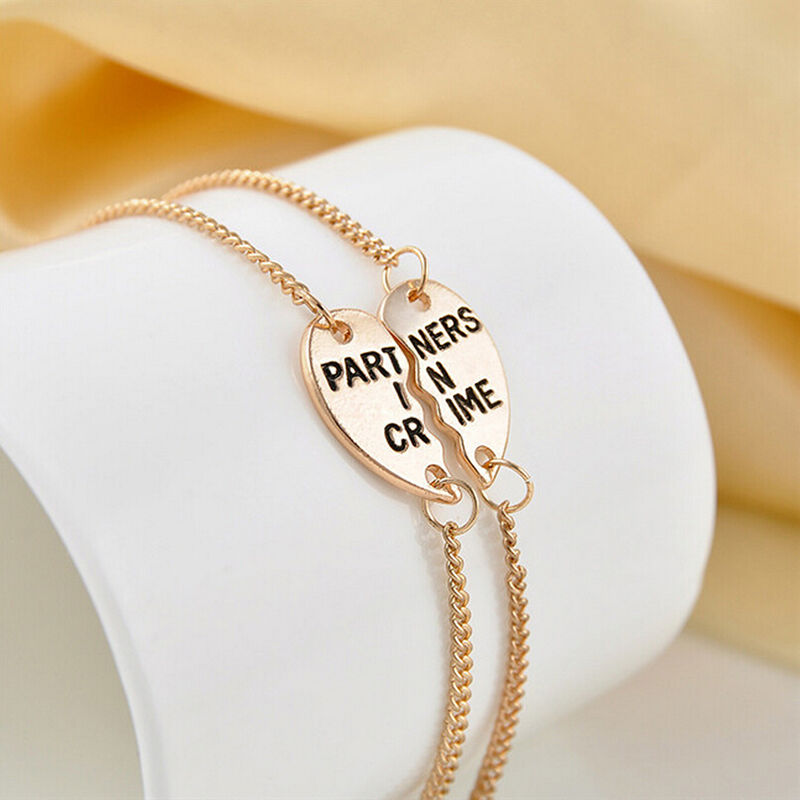 New Best Friends Forever Split Heart Pendant Bracelet Set Friendship Jewel.l8