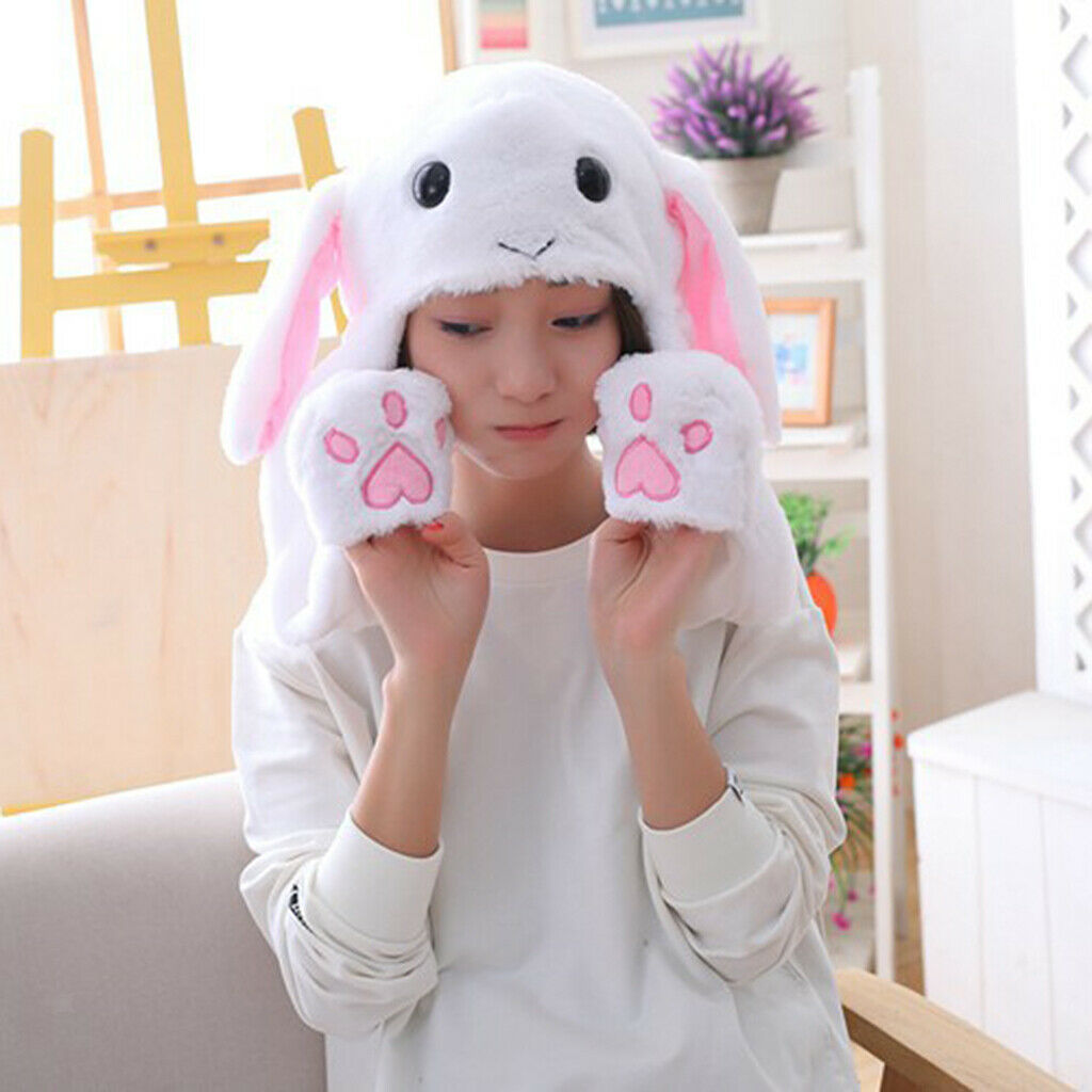 Women Girls Warm Rabbit Ear in Motion Jumping Hat in Hat