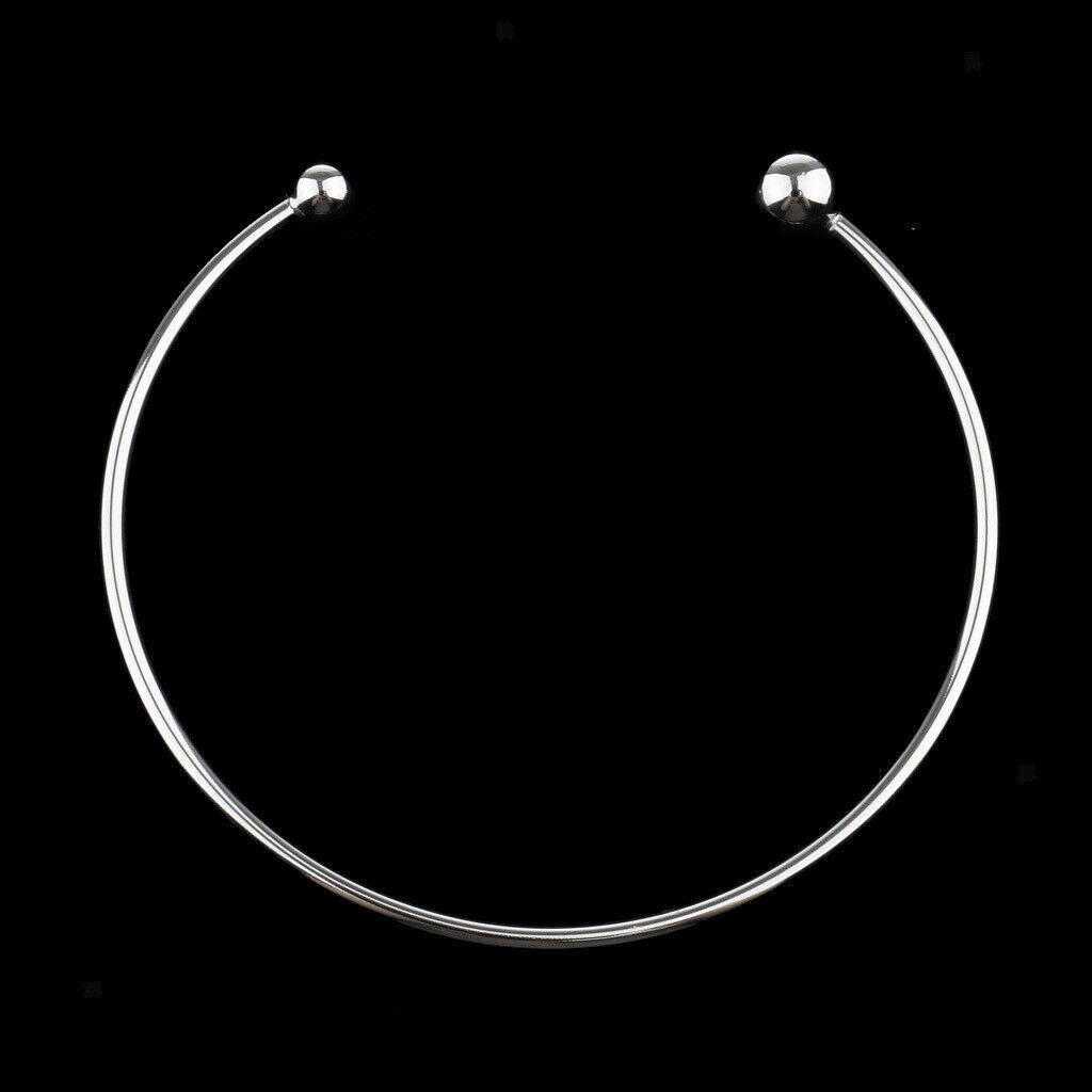 Double Ball Stainless Steel Open Cuff Bracelet Adjustable Mother Day Gift