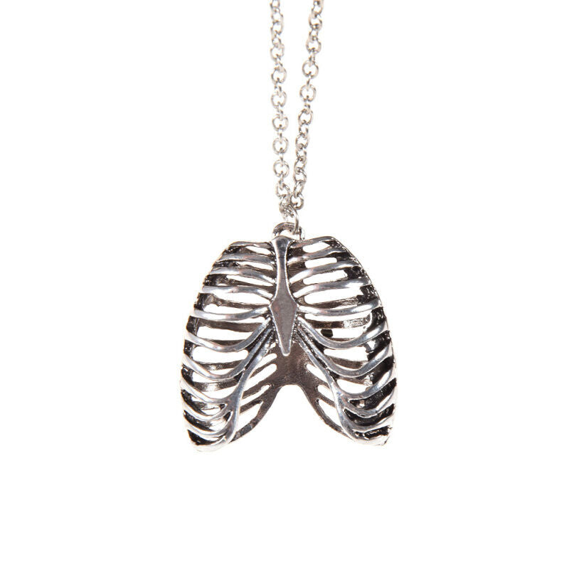 Gothic Necklace Punk Ribcage Chest Bone Form Pendant Chain Jewelry Gift Unisex