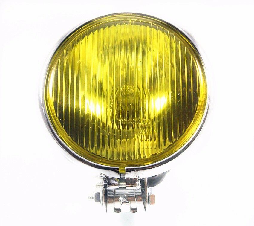 5" Chrome Amber Motorbike Headlight Head Lamp Cruiser Cafe Old School Custom