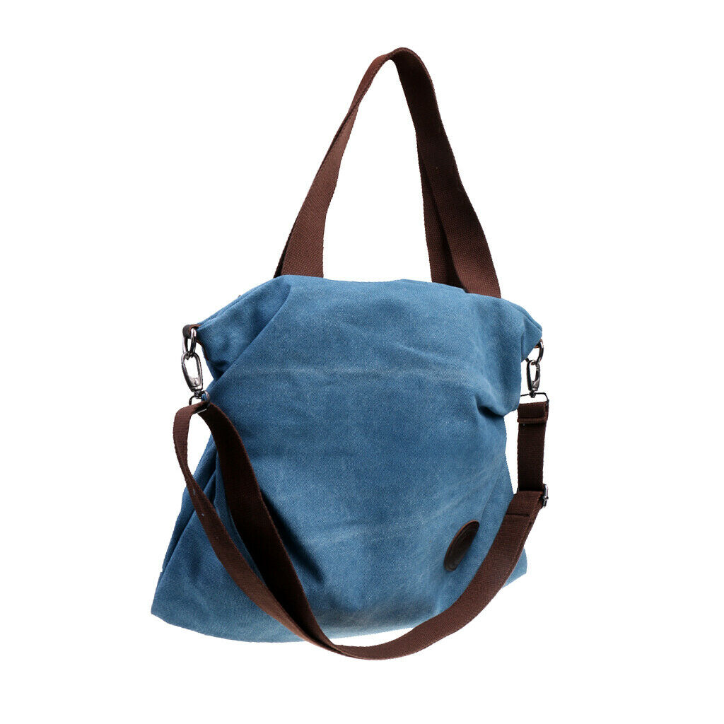 Women Travel Shopping Canvas Large Capacity Shoulder Bag Tote Handbag Blue