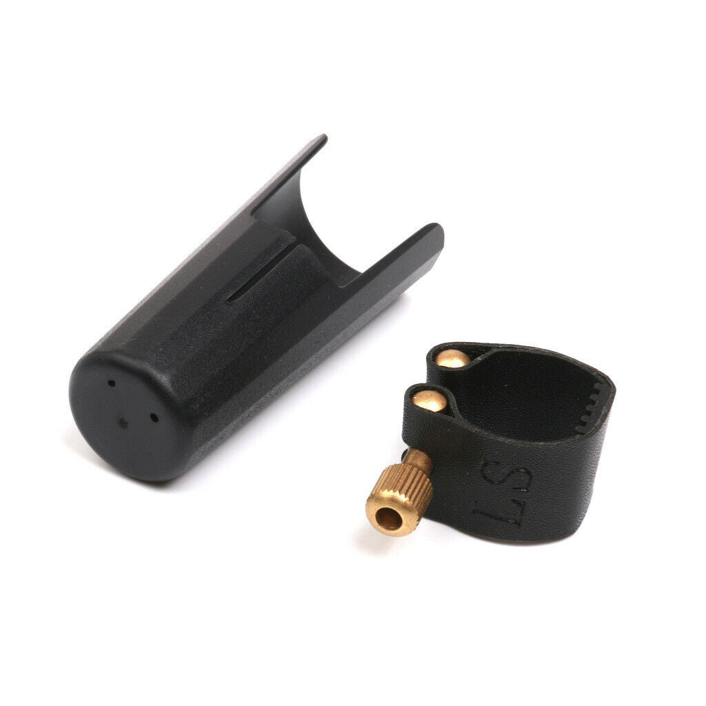 1-Set Plastic Soprano Saxophone Sax Mouthpiece Cover with PU Ligature