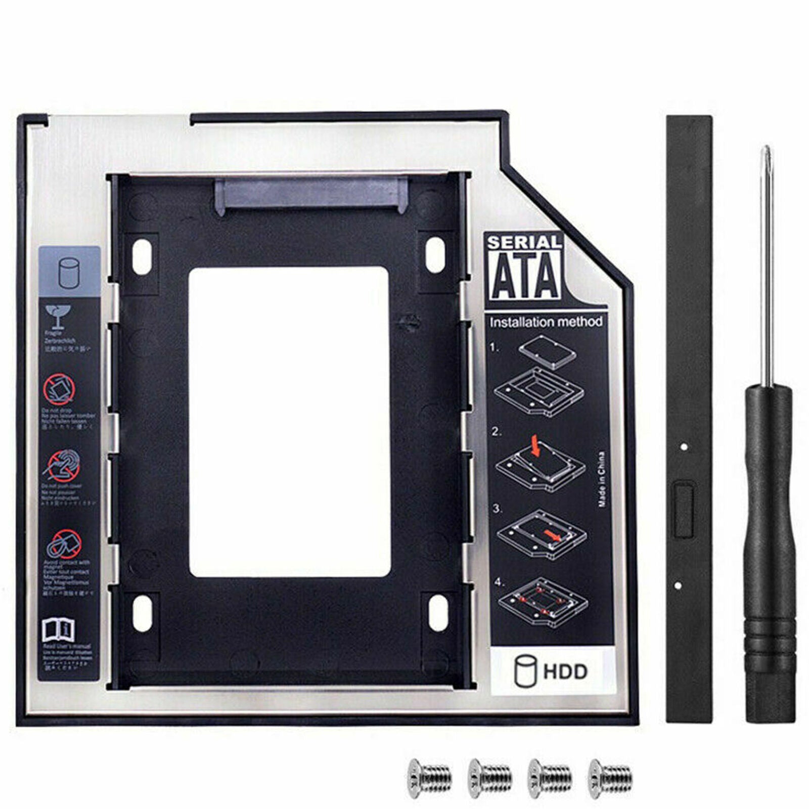 9.5mm Universal SATA 2nd SSD HDD Hard Drive Caddy For CD DVD-ROM Optical Bay