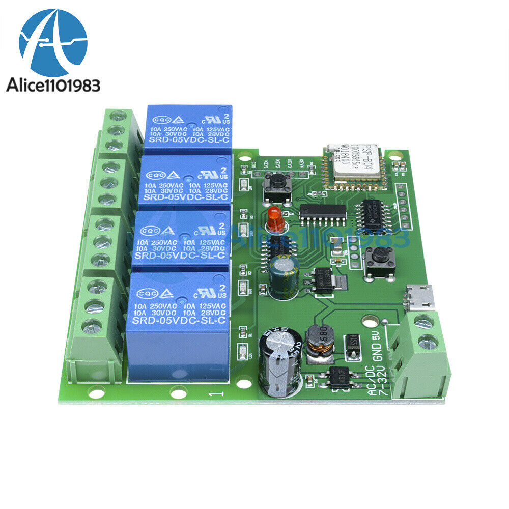 2PCS 4 Channel  WiFi Wireless Relay Delay Switch 4-way Control 5V For Smart Home