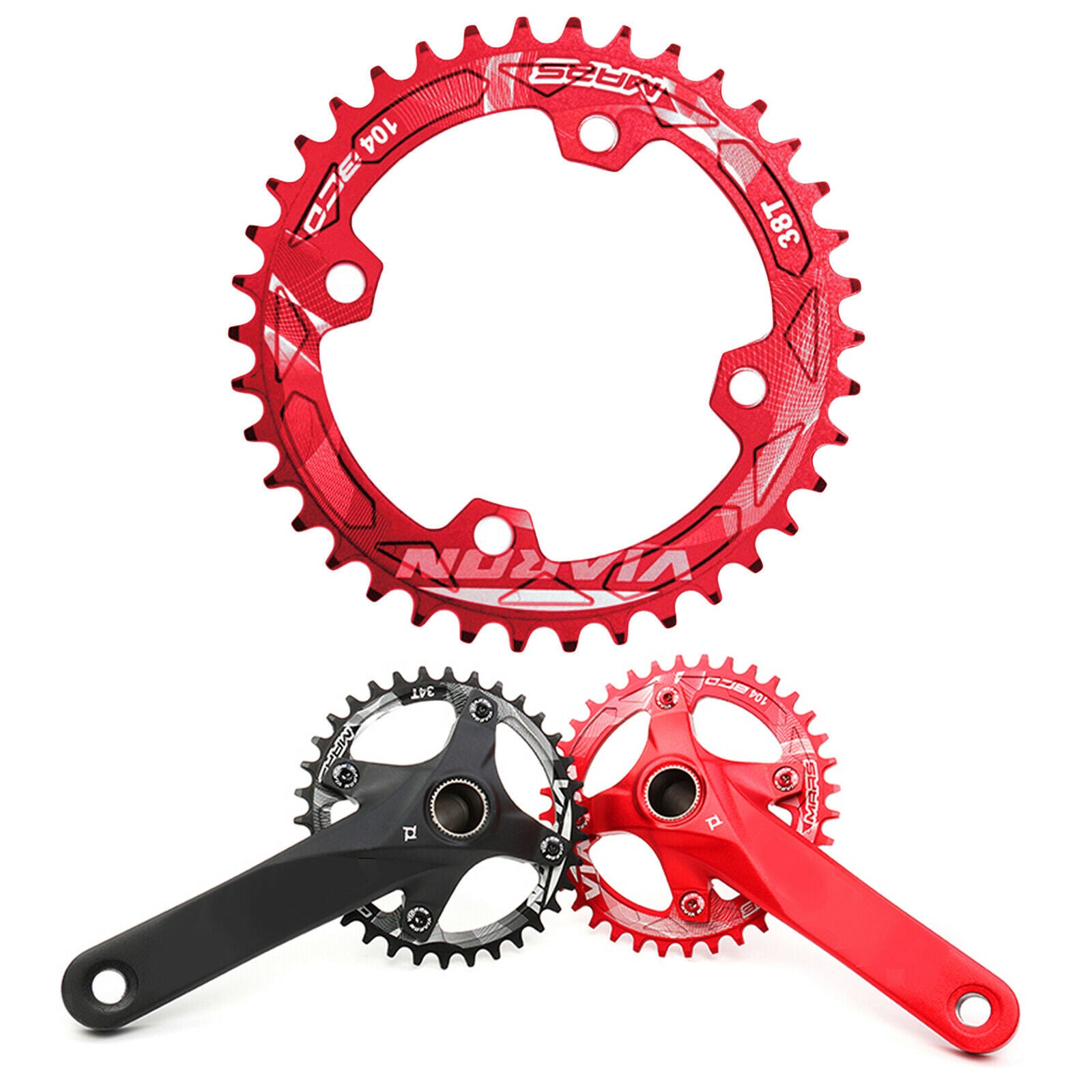 Bike Chainring Bicycle Aluminum Alloy BCD104 Replacement Chainwheel Red 38T