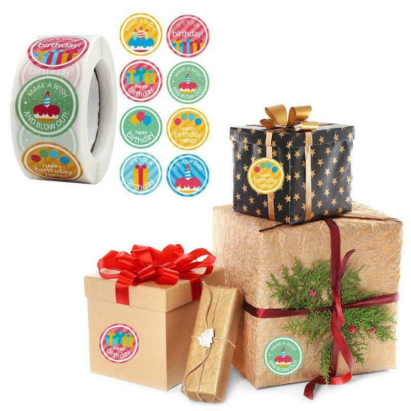 500 Pcs/roll Creative Happy Birthday Stickers Labels Ideal for Small Business