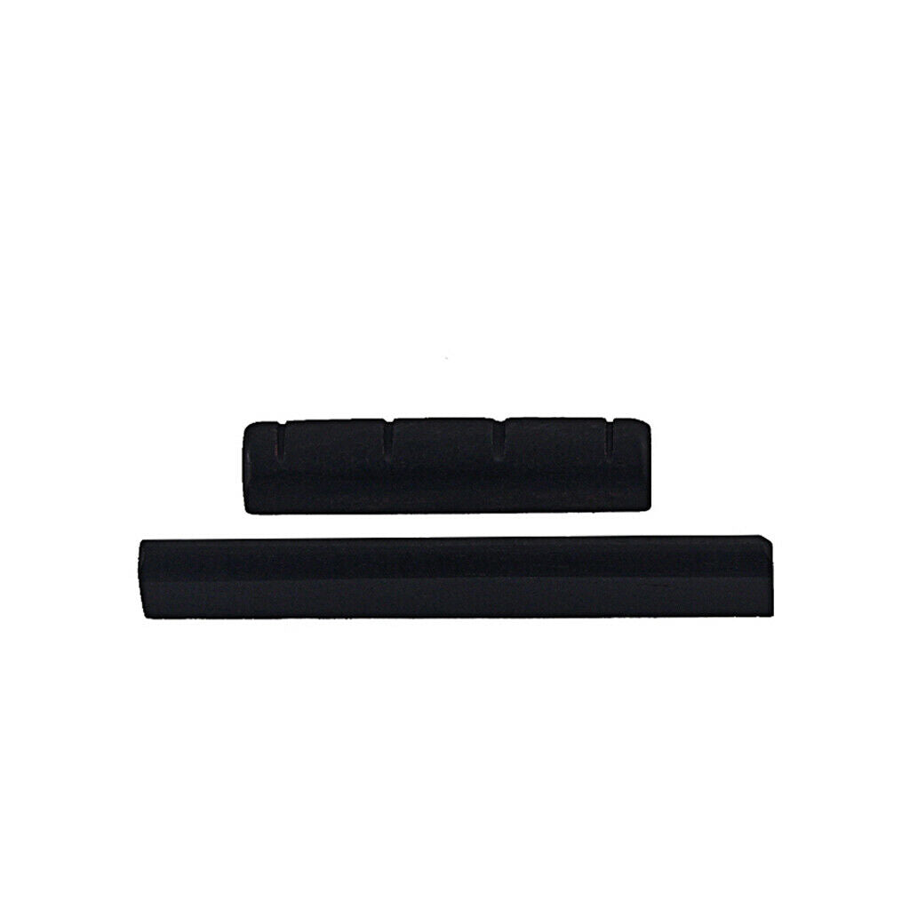 Ukulele Saddle and Nut Ebony Set Hawaii Guitar Replacement Part(Black)
