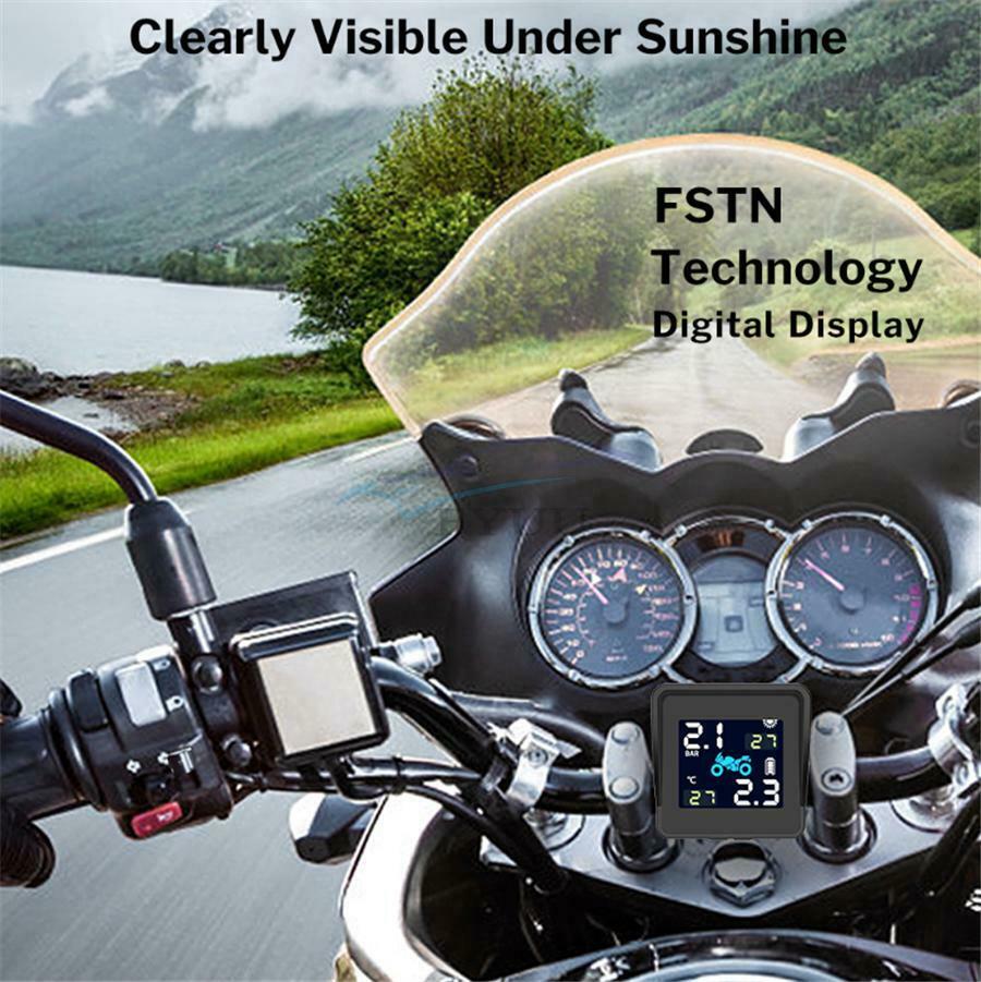 1100mAh USB Solar LCD Display Motorcycle Tire Pressure Real-time Monitor System