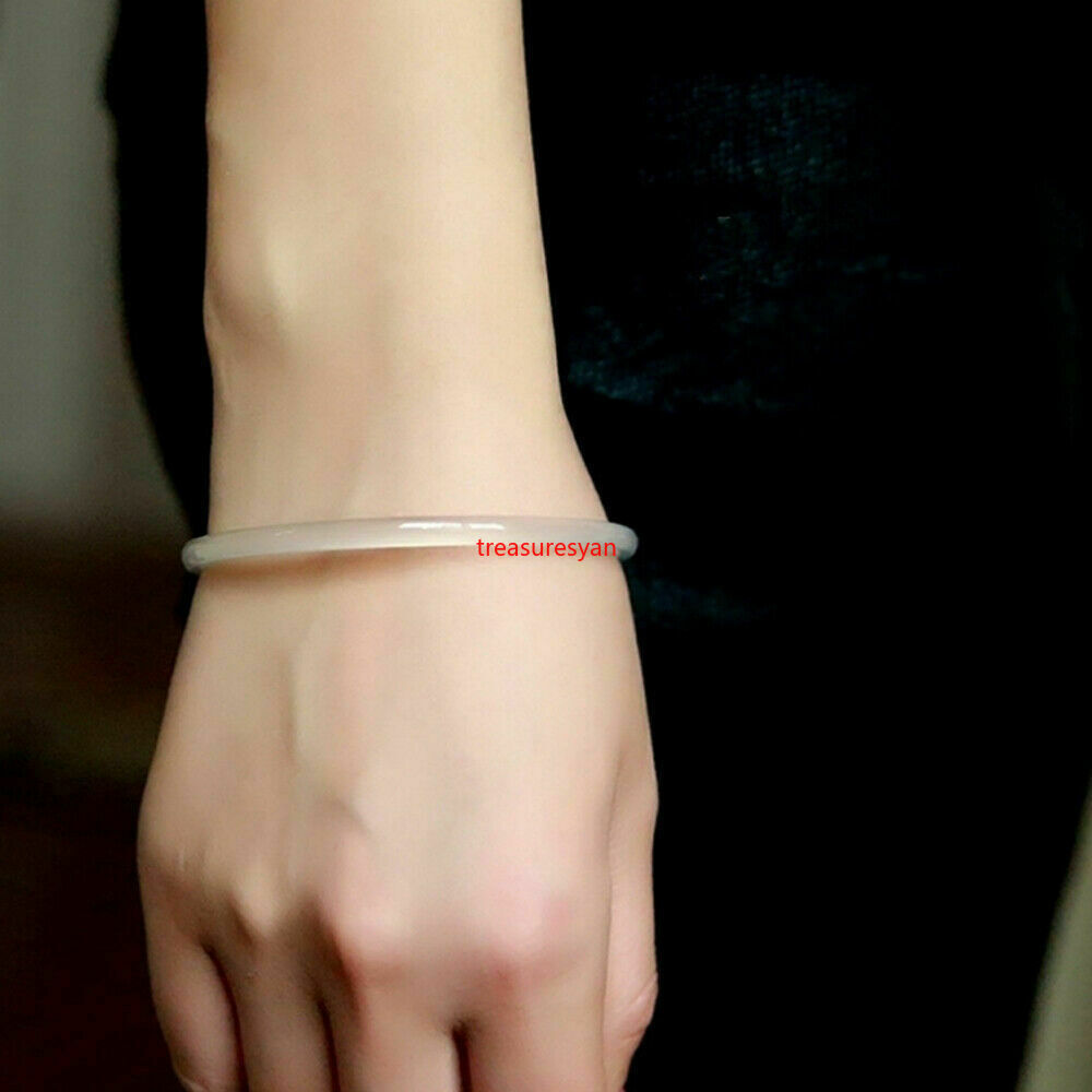 2pc NEW Chinese Natural White Icy Jade Jadeite Bangle Bracelet Thin&Small 54-55M