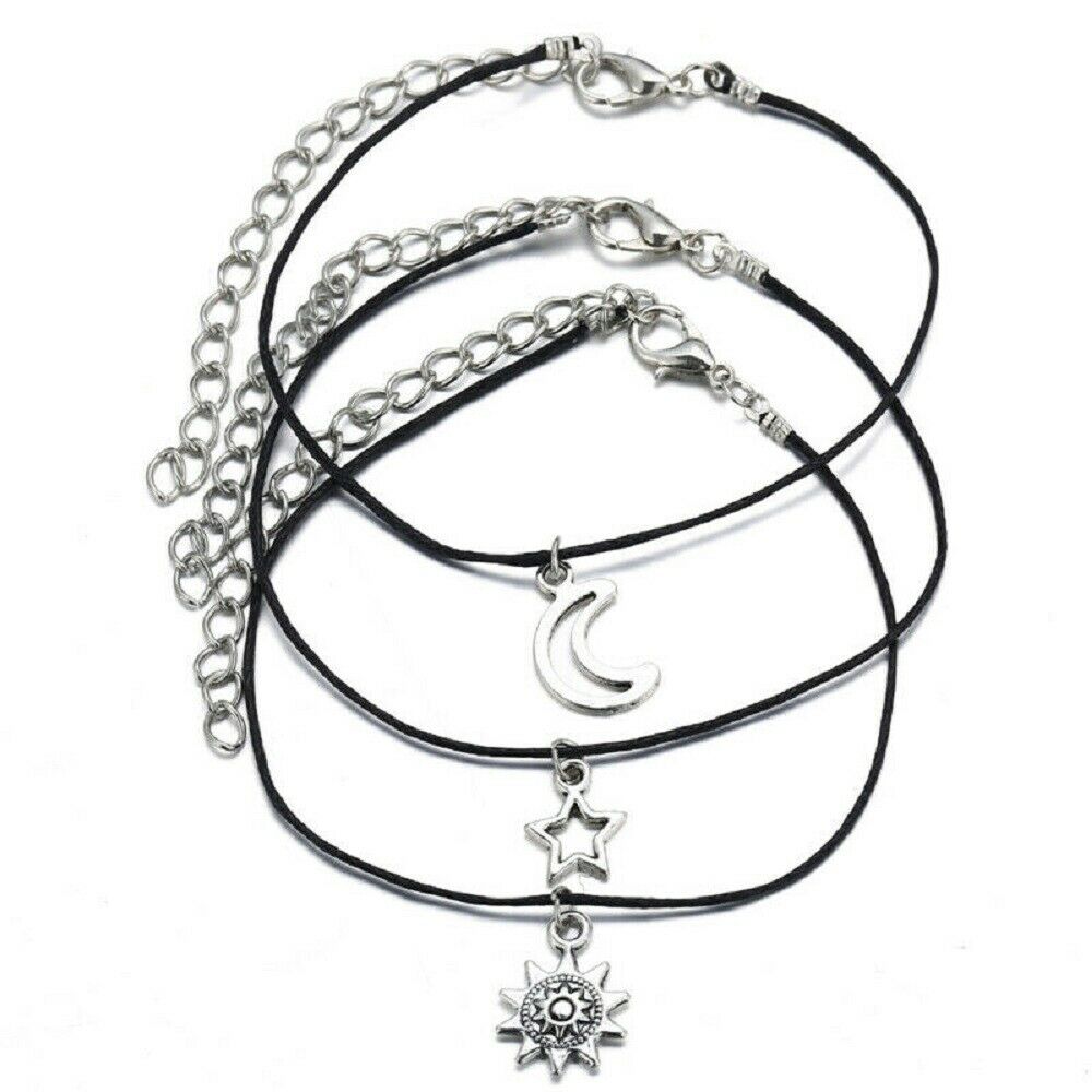 3PCS Boho Sun Star Moon Ankle Anklet Bracelet Chain Foot Jewelry Beach Gift New