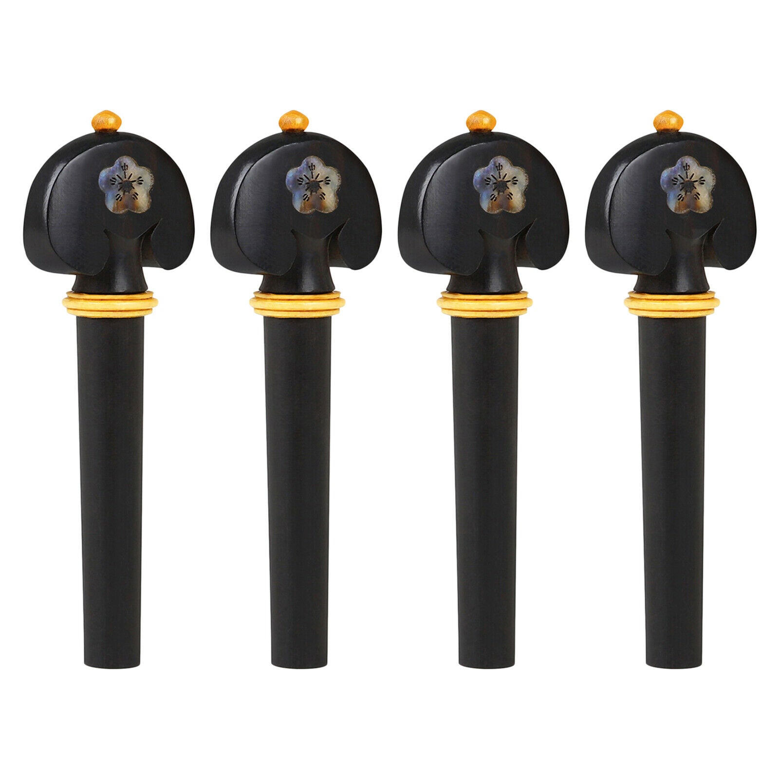 Set of 4 3/4 4/4 Violin Tuning Pegs Black Violin Parts Carved Abalone Shell