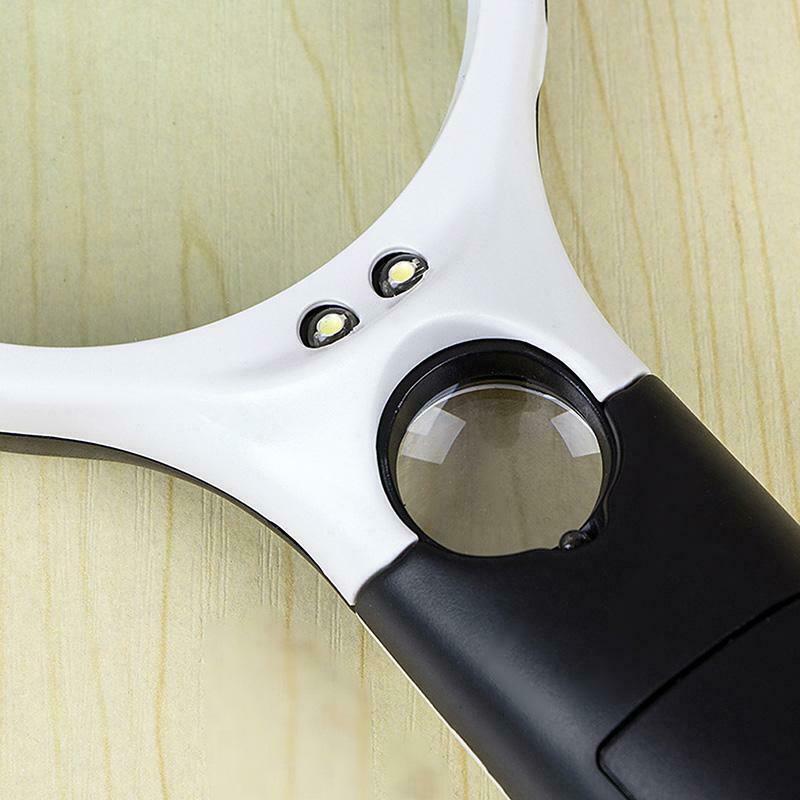 45X Handheld 3 LED Light Magnifier Reading Magnifying Glass Lens Jewelry Loupe