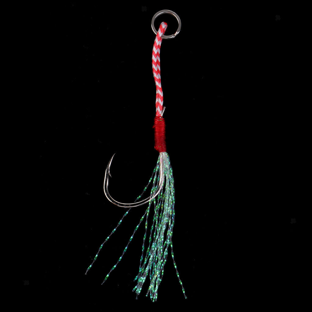 10x Hooks Live Baits Auxiliary Metal Hooks Deep Sea Fishing Trolling Surf Jig