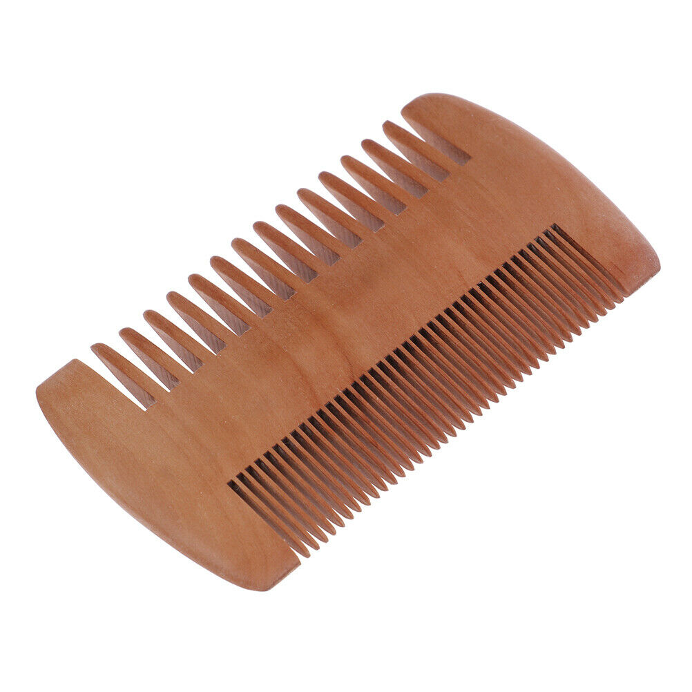 Wooden Beard Comb Anti Static Wood Pocket Comb with Fine Coarse Teeth For BeBDA