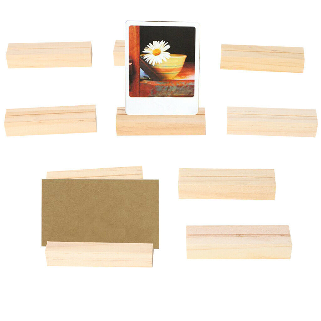 10Pcs Rustic Natural Wood Place Card Holder Message Memo Wedding Decoration