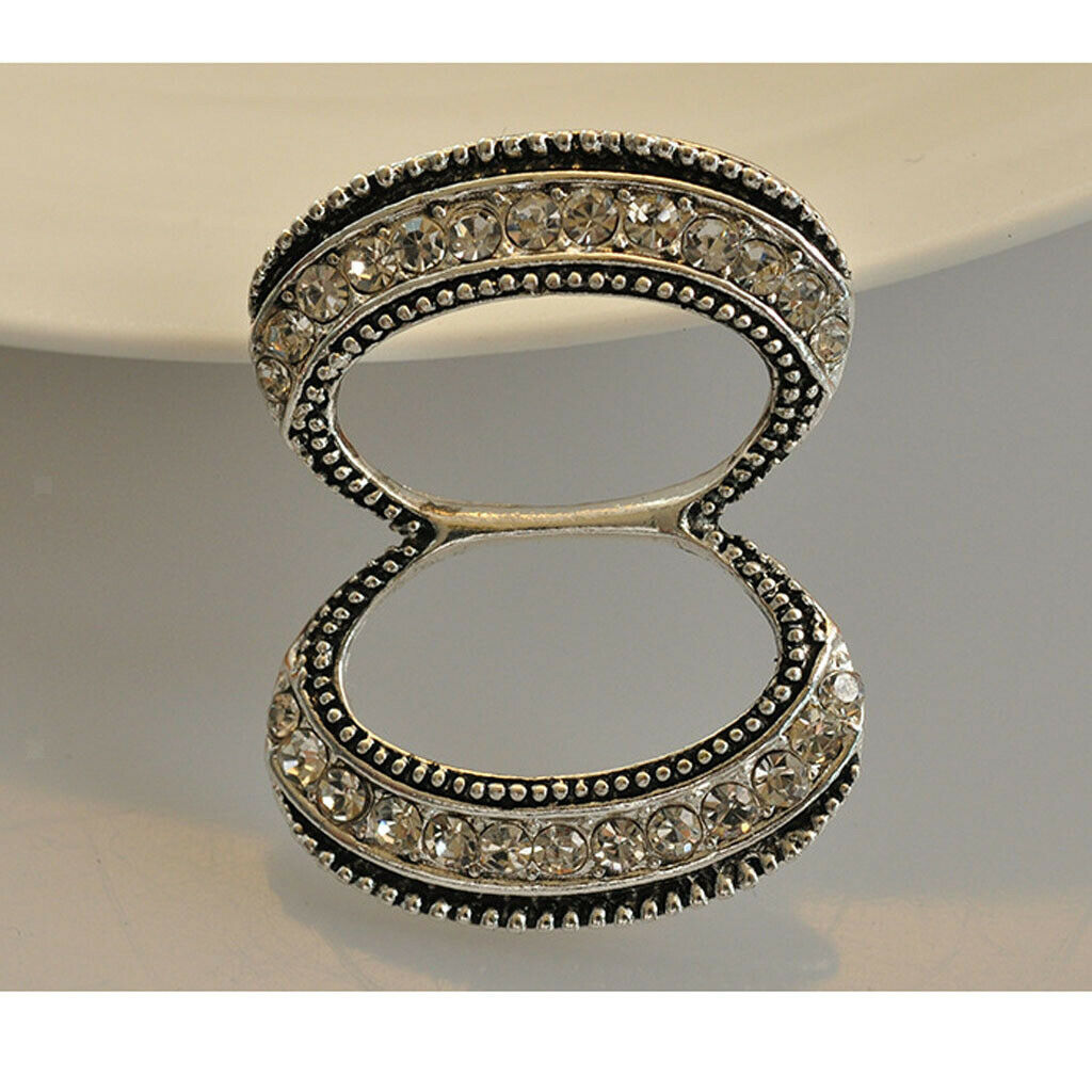2pcs Crystal Oval Scarf Ring Elegant Simple Design Metal Scarf Jewelry Gift