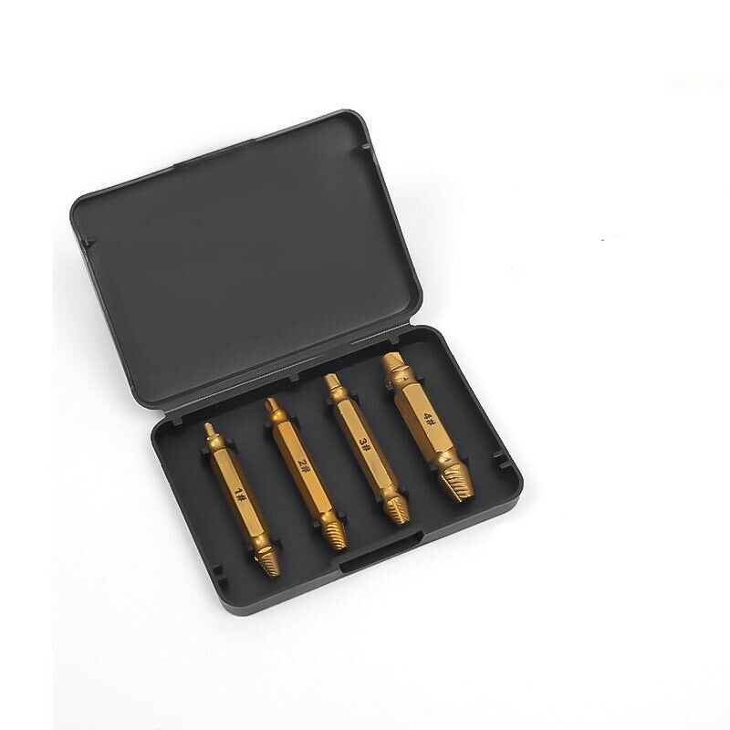 4 PCS Broken Bolt Damage Screw Remover Extractor Drill Bits Stud Reverse Set