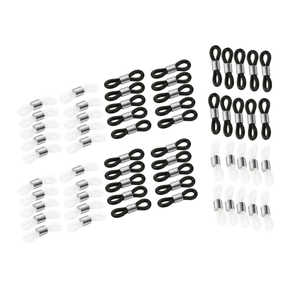 60 Lot Rubber Clasps for Glasses Holder Necklace Chain 22mm Black