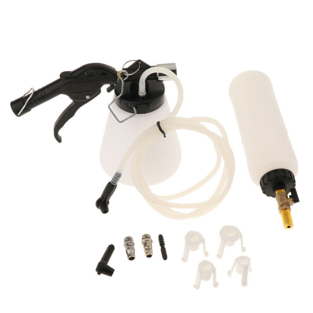 1L AIR Pneumatic Brake Bleeder Fluid w/ 4Master Cylinder Adapters 90-120 PSI
