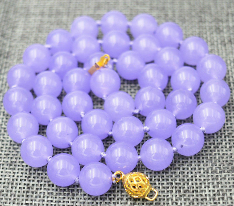 New 10mm natural purple emerald beads necklace 18"AAA