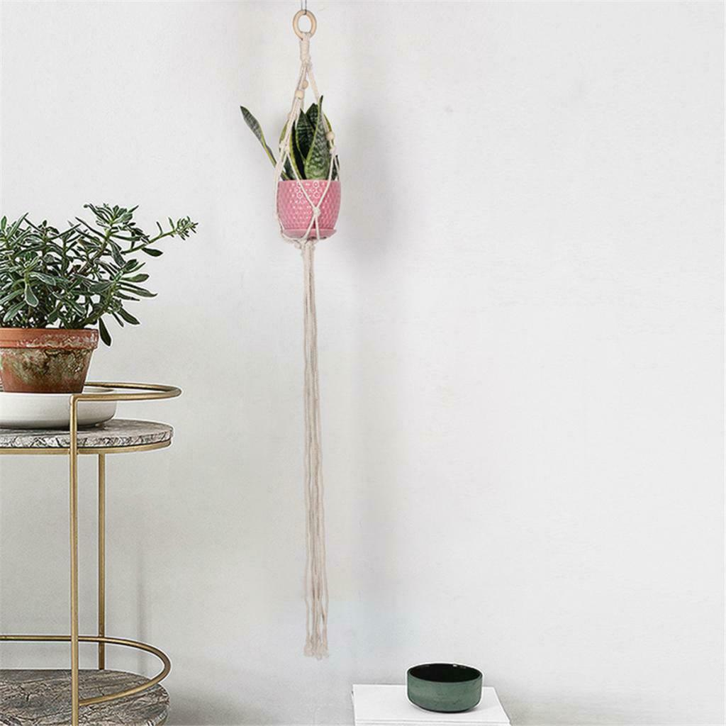 Handmade Crochet Knitted Cotton Plant Flower Basket Hanger Rope Garden Decor